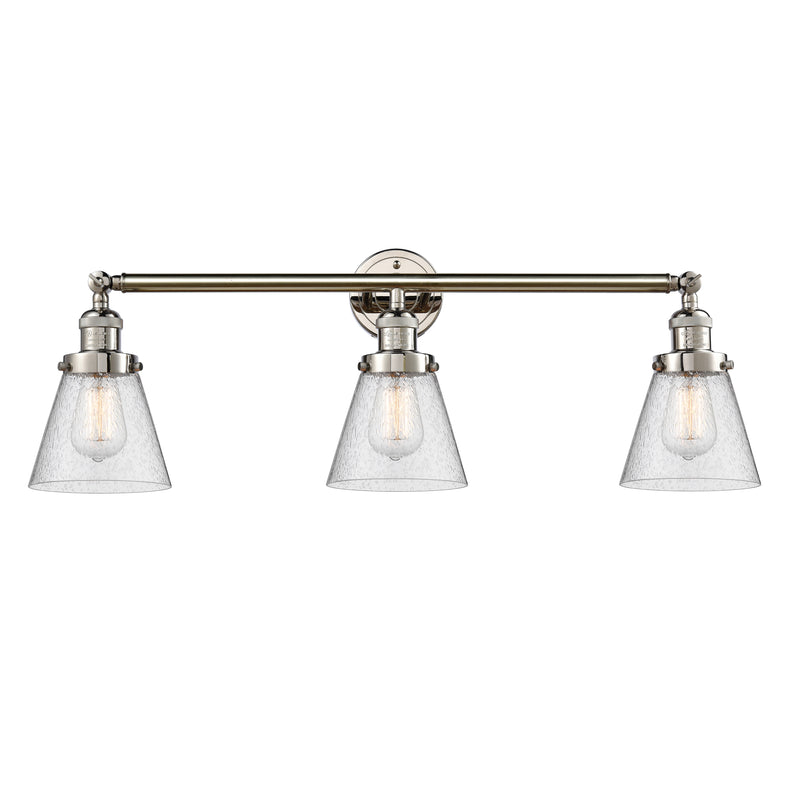 Cone Bath Vanity Light shown in the Polished Nickel finish with a Seedy shade