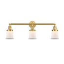 Canton Bath Vanity Light shown in the Satin Gold finish with a Matte White shade