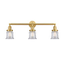 Canton Bath Vanity Light shown in the Satin Gold finish with a Clear shade