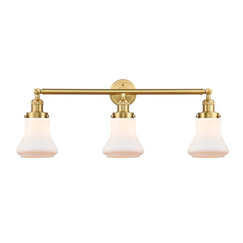 Bellmont Bath Vanity Light shown in the Satin Gold finish with a Matte White shade