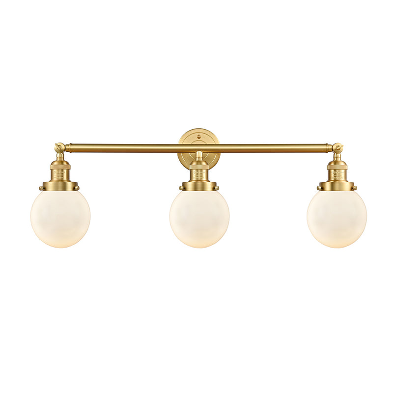 Beacon Bath Vanity Light shown in the Satin Gold finish with a Matte White shade