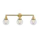 Beacon Bath Vanity Light shown in the Satin Gold finish with a Clear shade