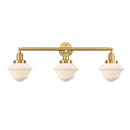 Oxford Bath Vanity Light shown in the Satin Gold finish with a Matte White shade