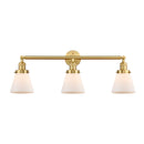 Cone Bath Vanity Light shown in the Satin Gold finish with a Matte White shade