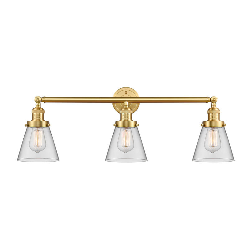 Cone Bath Vanity Light shown in the Satin Gold finish with a Clear shade