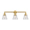 Cone Bath Vanity Light shown in the Satin Gold finish with a Clear shade