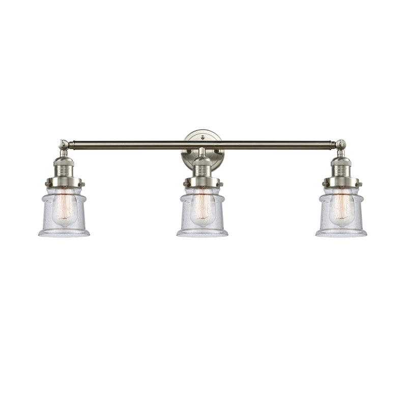 Canton Bath Vanity Light shown in the Brushed Satin Nickel finish with a Seedy shade