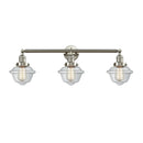 Oxford Bath Vanity Light shown in the Brushed Satin Nickel finish with a Clear shade