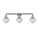 Oxford Bath Vanity Light shown in the Brushed Satin Nickel finish with a Clear shade