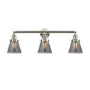 Cone Bath Vanity Light shown in the Brushed Satin Nickel finish with a Plated Smoke shade