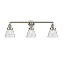 Cone Bath Vanity Light shown in the Brushed Satin Nickel finish with a Seedy shade