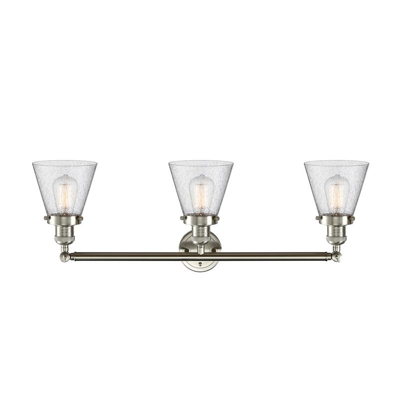 Innovations Lighting Small Cone 3 Light Bath Vanity Light Part Of The Franklin Restoration Collection 205-SN-G64-LED