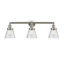 Cone Bath Vanity Light shown in the Brushed Satin Nickel finish with a Seedy shade