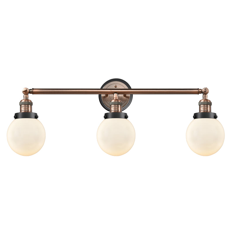 Beacon Bath Vanity Light shown in the Antique Copper finish with a Matte White shade