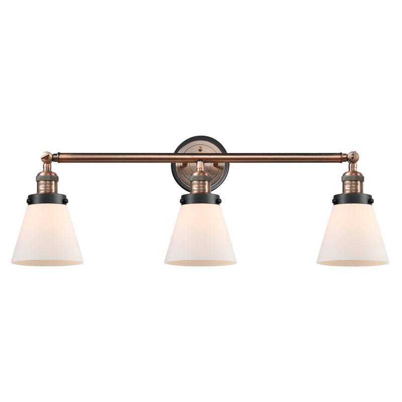 Cone Bath Vanity Light shown in the Antique Copper finish with a Matte White shade