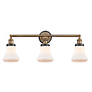 Bellmont Bath Vanity Light shown in the Brushed Brass finish with a Matte White shade