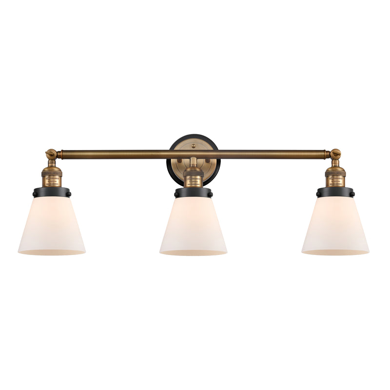 Cone Bath Vanity Light shown in the Brushed Brass finish with a Matte White shade