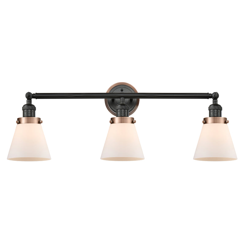 Cone Bath Vanity Light shown in the Matte Black finish with a Matte White shade