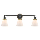 Cone Bath Vanity Light shown in the Matte Black finish with a Matte White shade