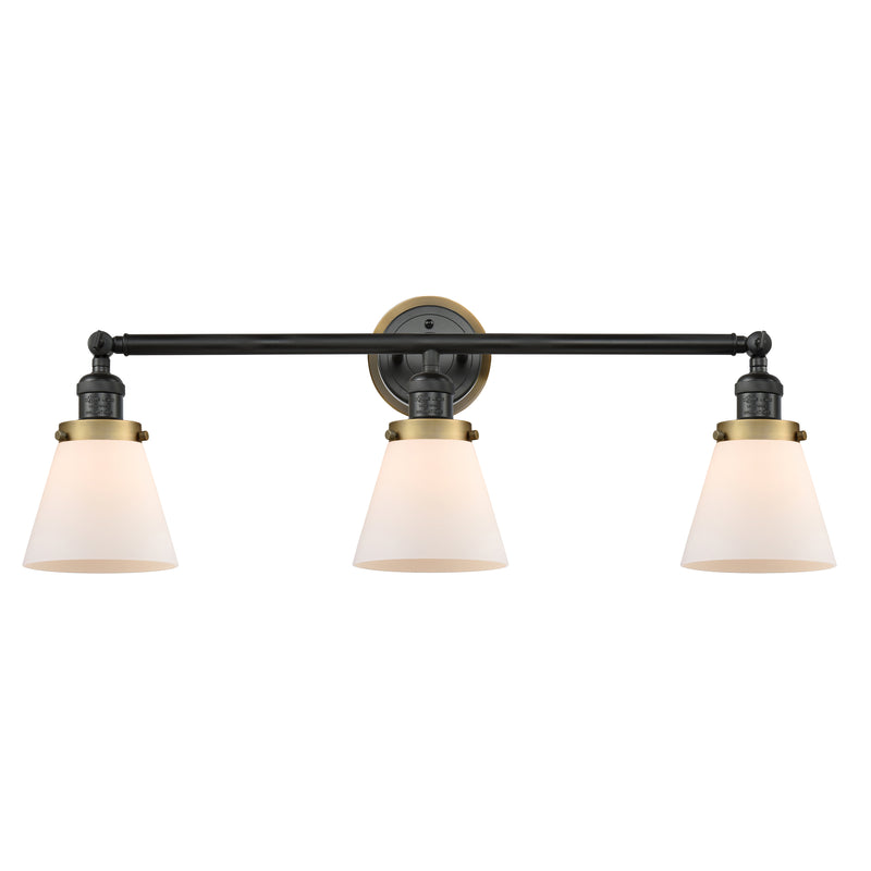 Cone Bath Vanity Light shown in the Matte Black finish with a Matte White shade