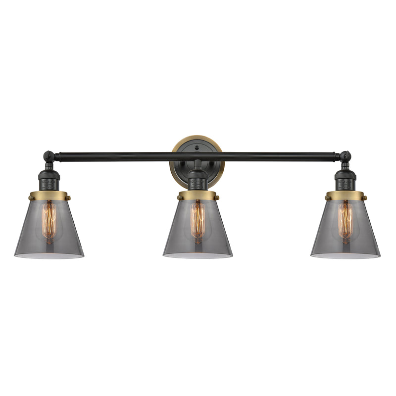 Cone Bath Vanity Light shown in the Matte Black finish with a Plated Smoke shade