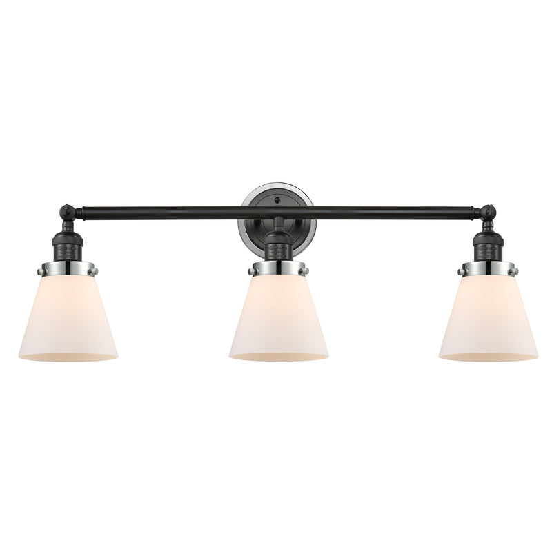 Cone Bath Vanity Light shown in the Matte Black finish with a Matte White shade