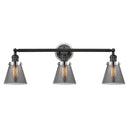 Cone Bath Vanity Light shown in the Matte Black finish with a Plated Smoke shade