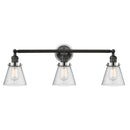 Cone Bath Vanity Light shown in the Matte Black finish with a Seedy shade