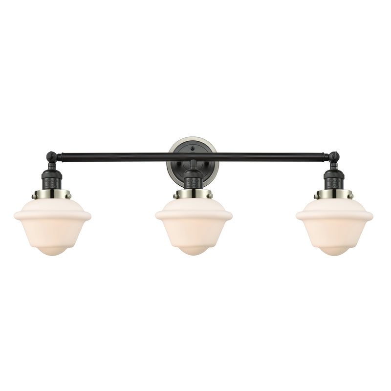 Oxford Bath Vanity Light shown in the Matte Black finish with a Matte White shade