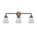 Bellmont Bath Vanity Light shown in the Antique Copper finish with a Seedy shade