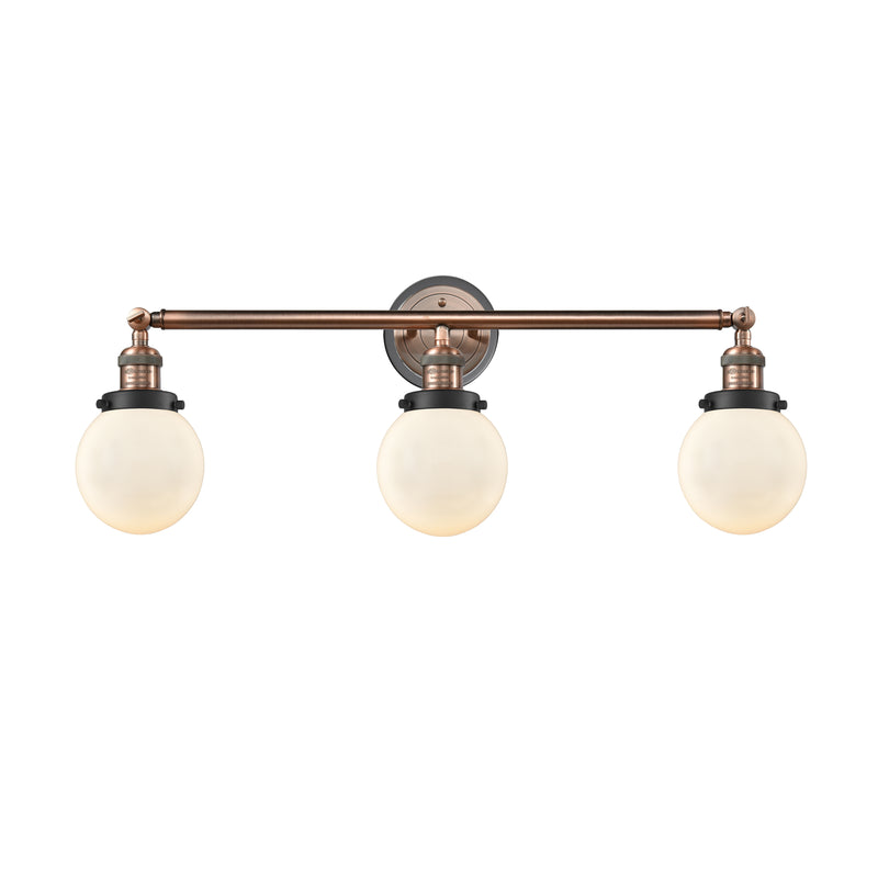 Beacon Bath Vanity Light shown in the Antique Copper finish with a Matte White shade