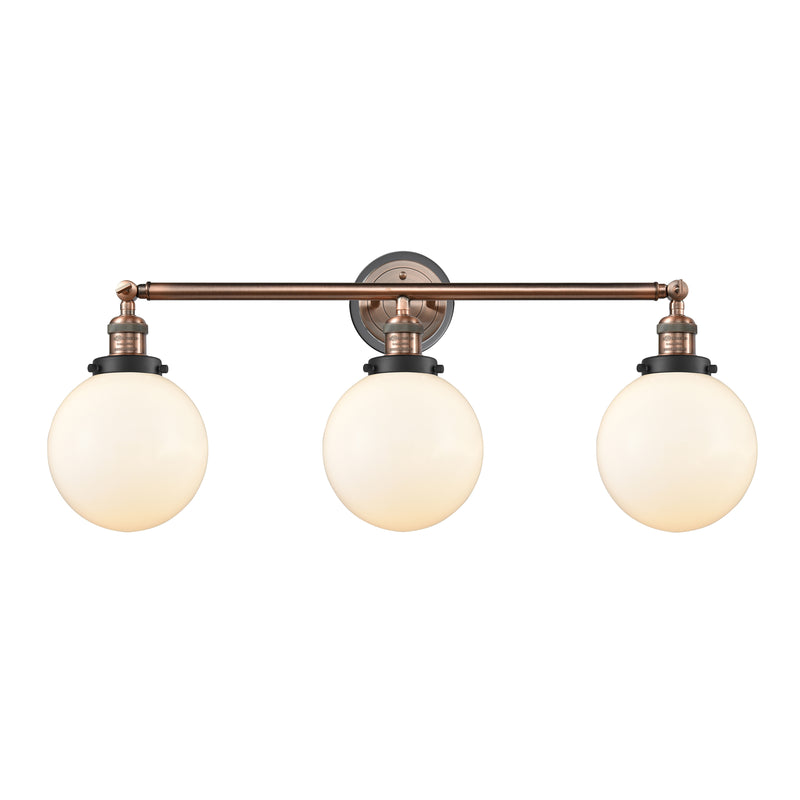 Beacon Bath Vanity Light shown in the Antique Copper finish with a Matte White shade