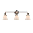 Cone Bath Vanity Light shown in the Antique Copper finish with a Matte White shade