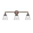 Cone Bath Vanity Light shown in the Antique Copper finish with a Seedy shade