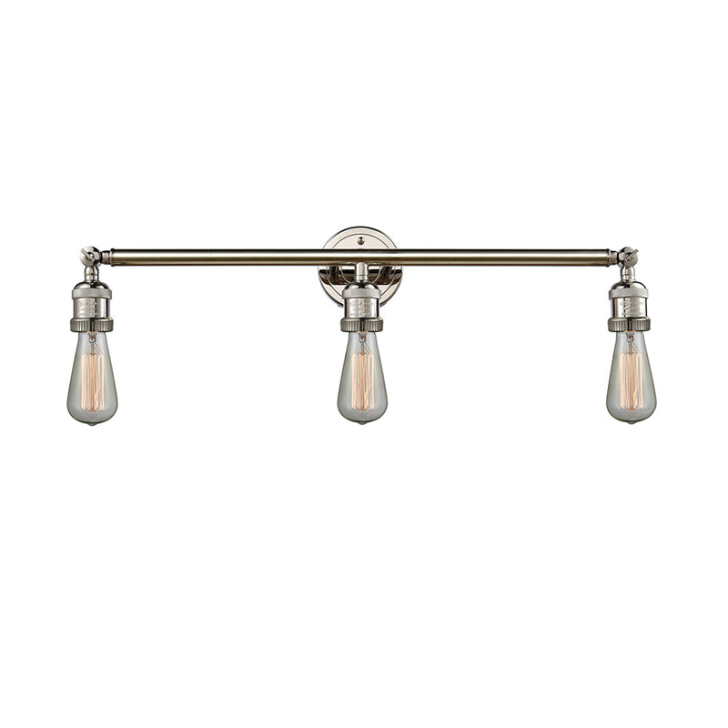 Bare Bulb Bath Vanity Light shown in the Polished Nickel finish