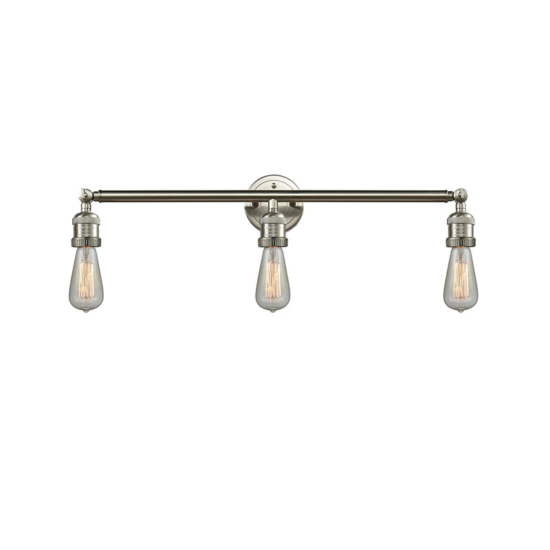 Bare Bulb Bath Vanity Light shown in the Brushed Satin Nickel finish