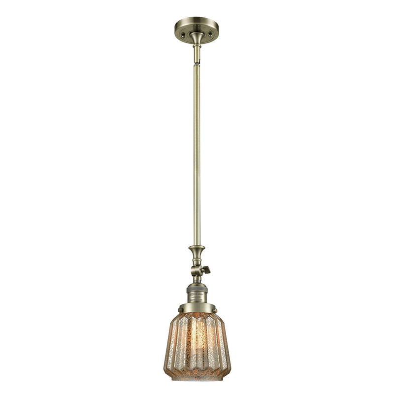 Chatham Mini Pendant shown in the Antique Brass finish with a Mercury shade