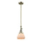 Fulton Mini Pendant shown in the Antique Brass finish with a Matte White shade