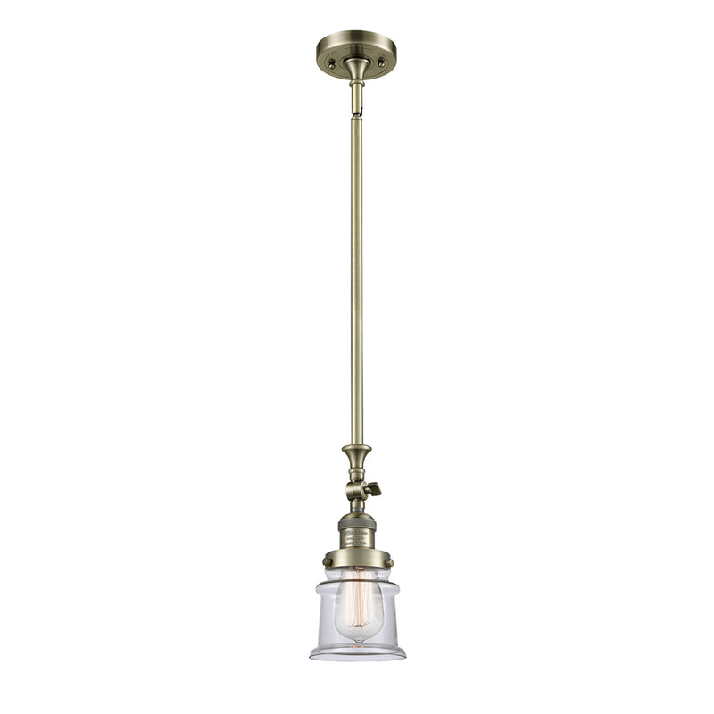 Canton Mini Pendant shown in the Antique Brass finish with a Clear shade