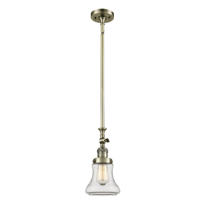 Bellmont Mini Pendant shown in the Antique Brass finish with a Clear shade