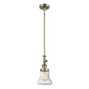 Bellmont Mini Pendant shown in the Antique Brass finish with a Seedy shade