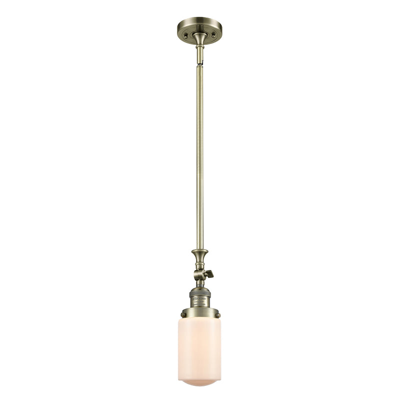 Dover Mini Pendant shown in the Antique Brass finish with a Matte White shade