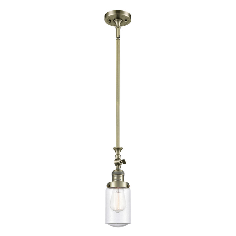 Dover Mini Pendant shown in the Antique Brass finish with a Seedy shade