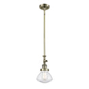 Olean Mini Pendant shown in the Antique Brass finish with a Seedy shade