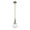 Olean Mini Pendant shown in the Antique Brass finish with a Seedy shade