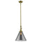 Cone Mini Pendant shown in the Antique Brass finish with a Plated Smoke shade