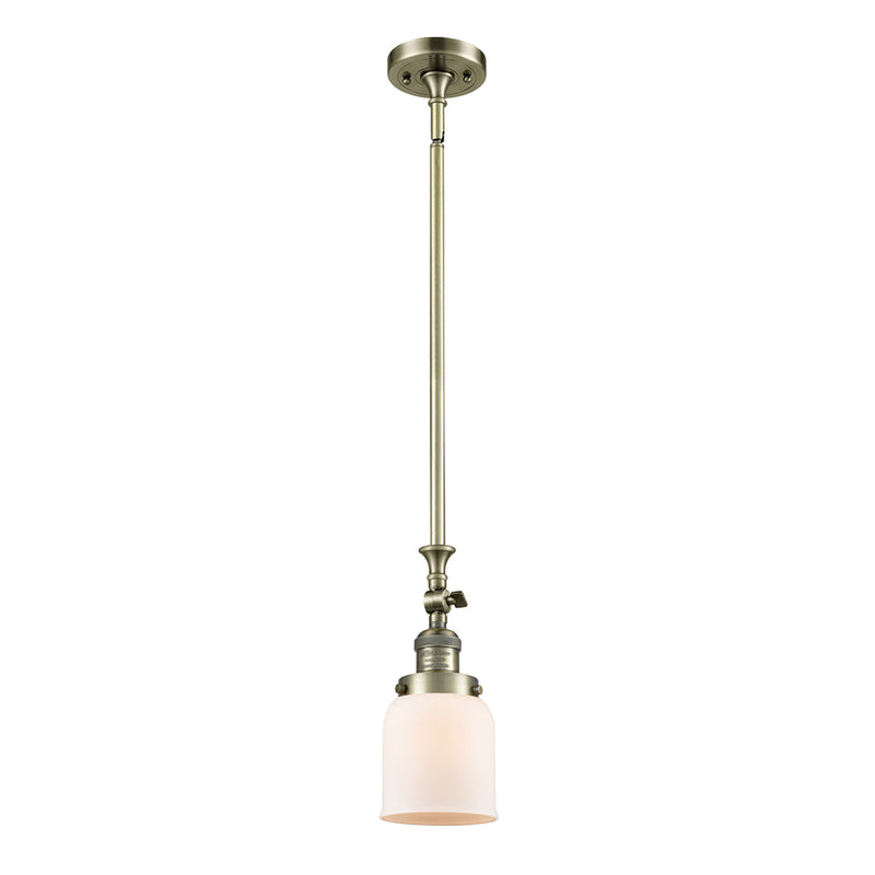 Bell Mini Pendant shown in the Antique Brass finish with a Matte White shade