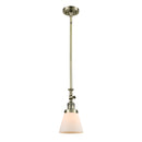 Cone Mini Pendant shown in the Antique Brass finish with a Matte White shade