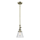 Cone Mini Pendant shown in the Antique Brass finish with a Seedy shade