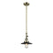 Railroad Mini Pendant shown in the Antique Brass finish with a Matte Black shade